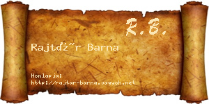Rajtár Barna névjegykártya